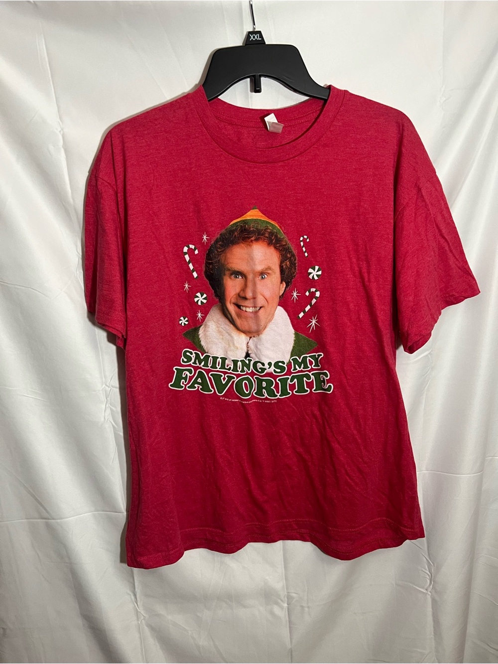 Size XL Red Graphic Holiday Tee - Smiling's My Favorite